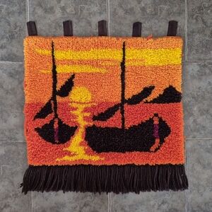 Nautical Sunset Hook Rug Wall Art